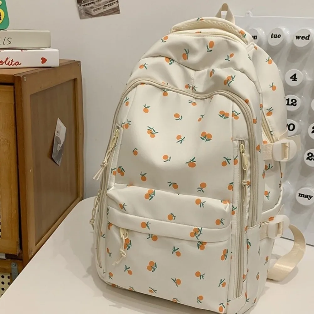 Großer Rucksack mit Blumenmuster, mehreren Taschen und Fächern, Schleifenmuster, wasserdicht, strapazierfähig, Schultasche – Detail 5