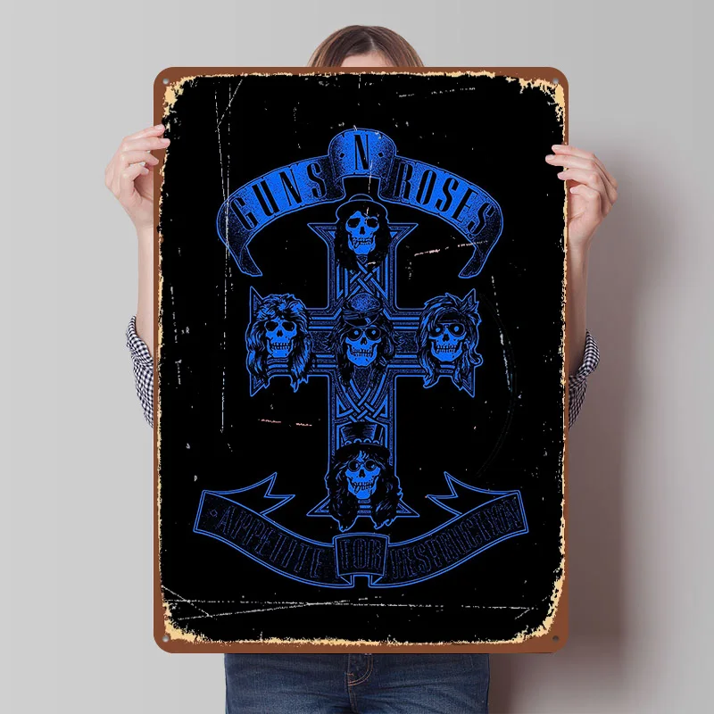 Guns N' Roses Appetite for Destruction Poster Customized Vintage Metal Signs Wall Art Retro Tin Plaque for Office Decoration