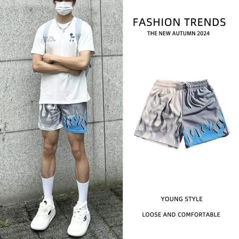 

Новые мужские спортивные брюки Ins Flame для баскетбола, американского фитнеса и тренировок, летние, быстросохнущие, дышащие, для занятий спортом