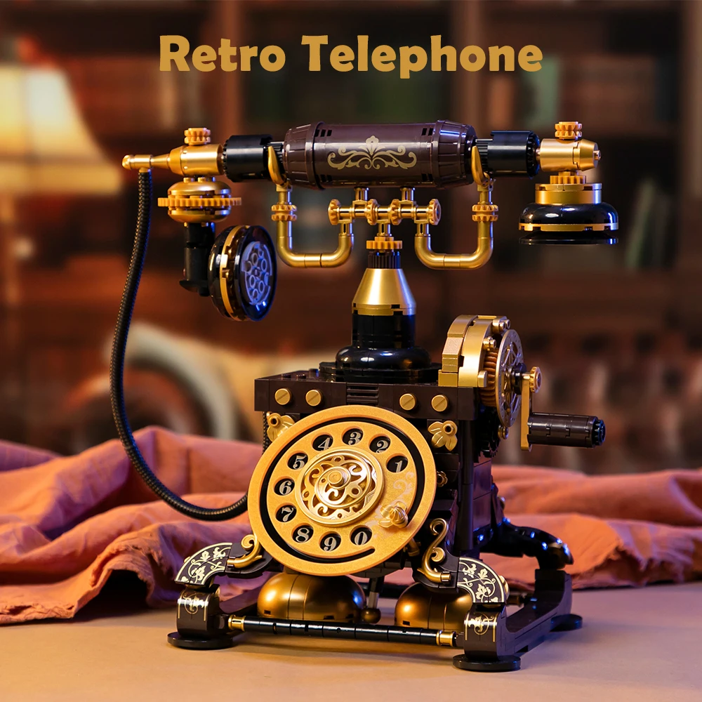 Kids Moc Building Blocks Toys Classic Creative Retro Telephone Desktop Decoration for Kids Adults Presents Birthday