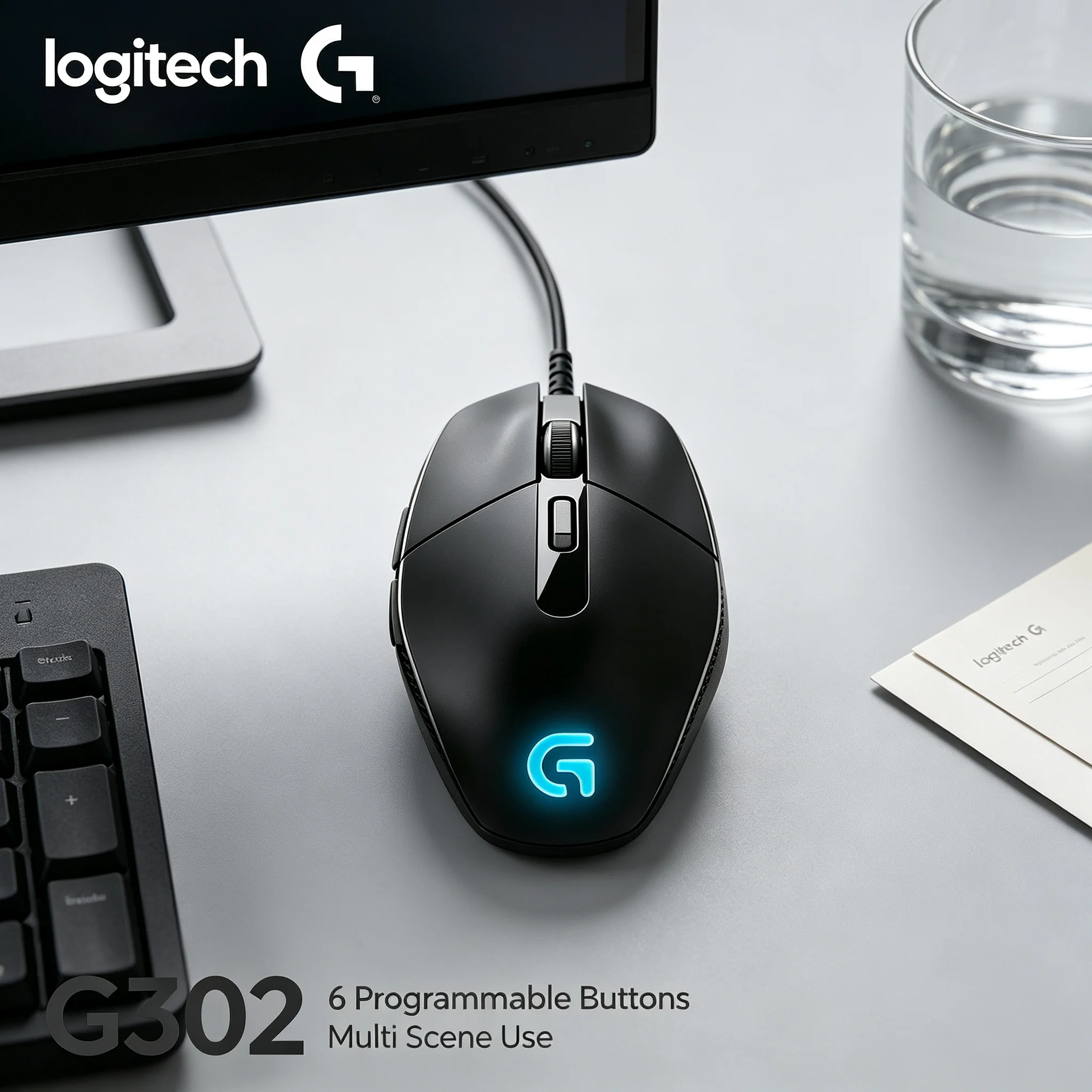 Logitech G302 Daedalus Prime RGB Wired Gaming Mouse Anti‑Slip Side Grip 6 Macro Buttons for LOL Apex Legends CS2 PUBG Game Enthu