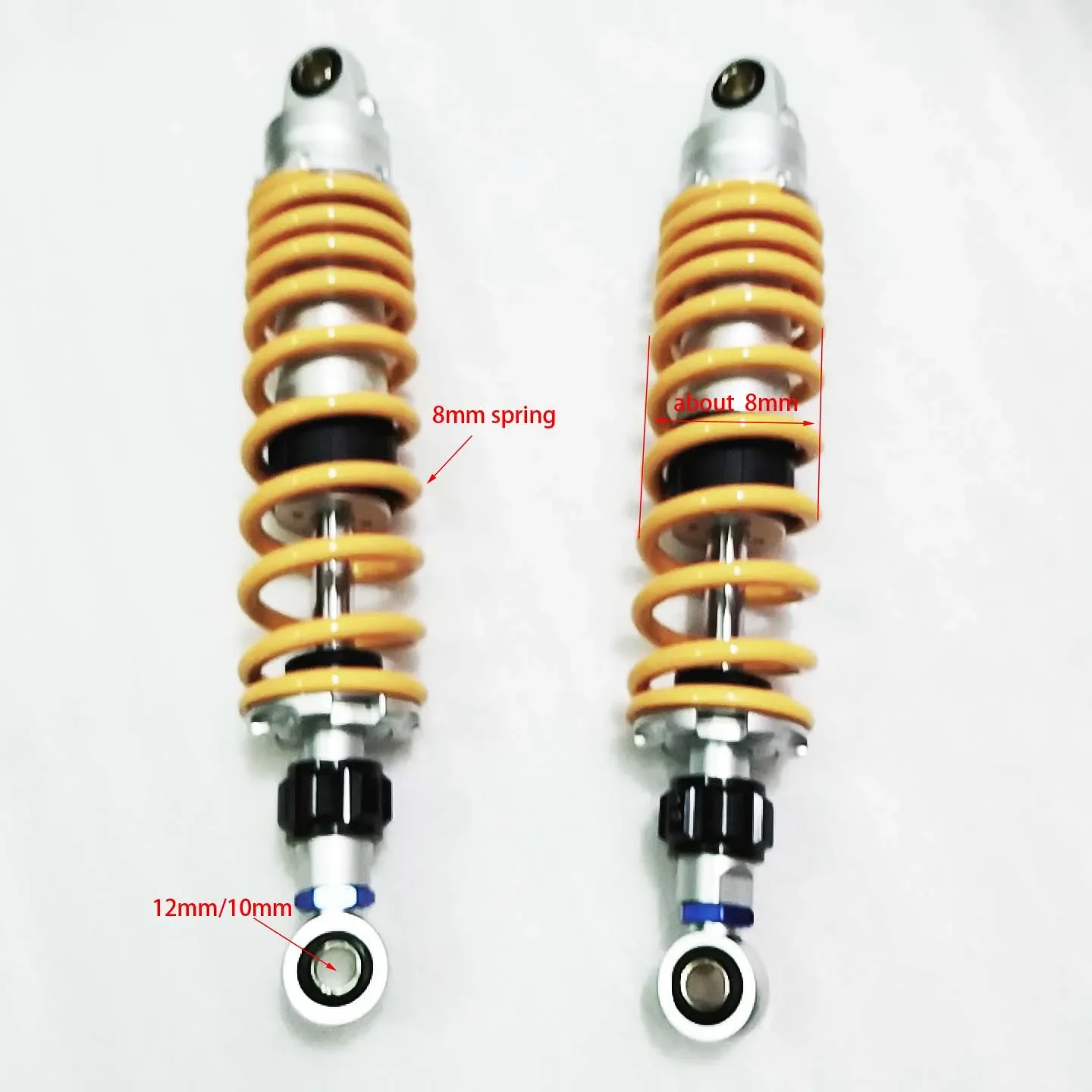 One Pair 305mm 320mm 330mm 340mm 345mm 350mm 360mm 8mm Spring Motorcycle Shock Absorber Adjust Rear Suspension for Yamaha Honda