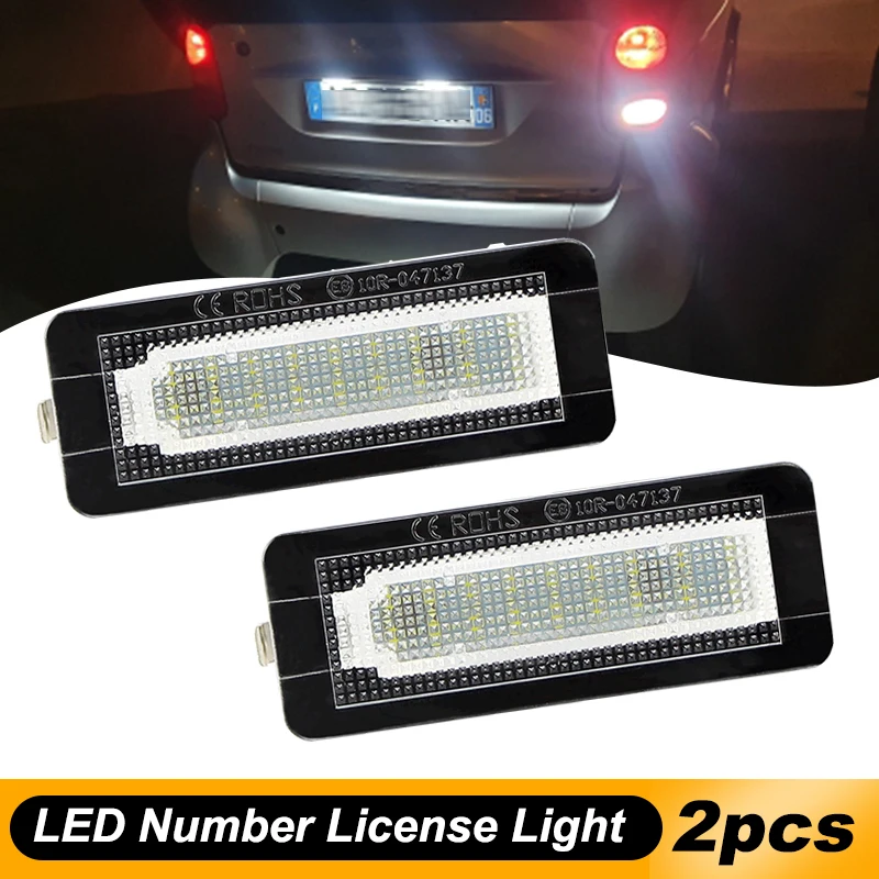 2x18 SMD LED License Plate Number Light Lamp Error Free For Benz Smart Fortwo Coupe Convertible 450 451 W450 W453 Car Lamp
