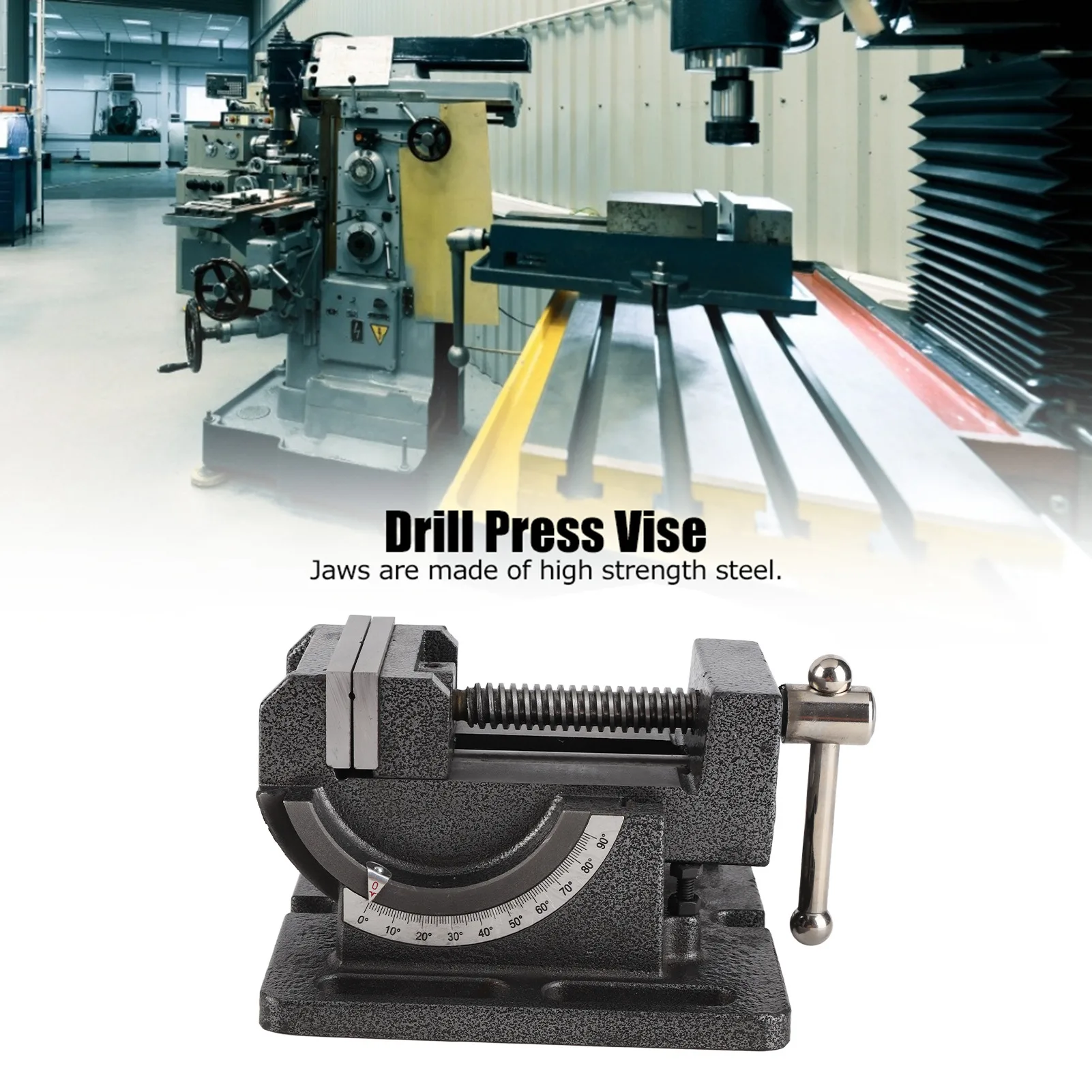 Clamp‑On Vise Drill Press Vise Vise Drill Press Vise Cast Iron Body Corrosion‑Resistant Hardware Accessory 3‑Inch Tiltable