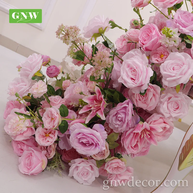 GNW  Cream Flower Runner Cloth Custom  Flower Runners for Wedding  Events Pink