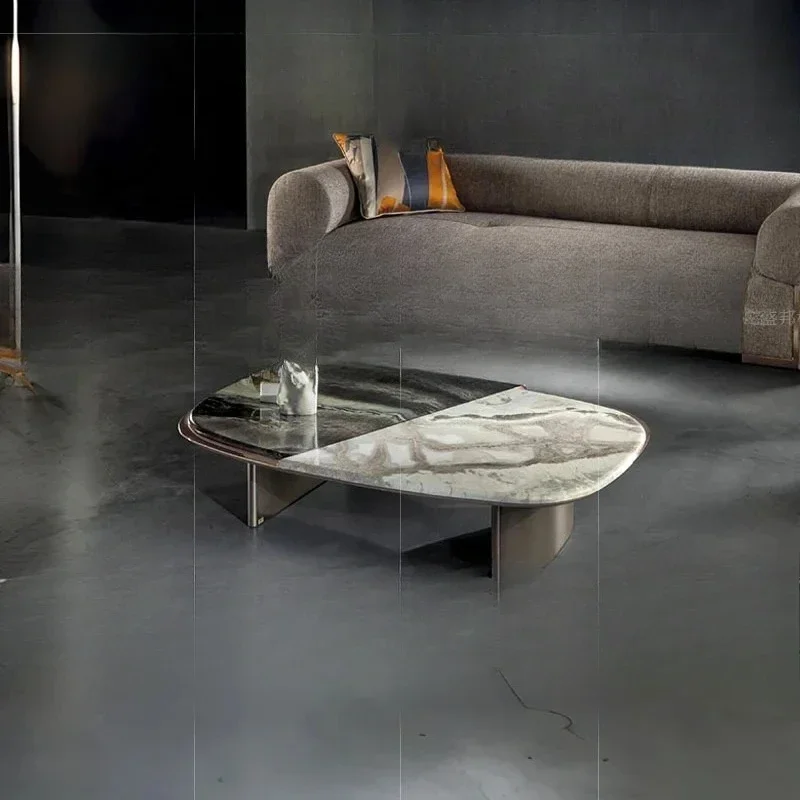 

Легкий роскошный двухцветный мраморный журнальный столик для гостиной, современный, простой, креативный, высококачественный чайный столик.