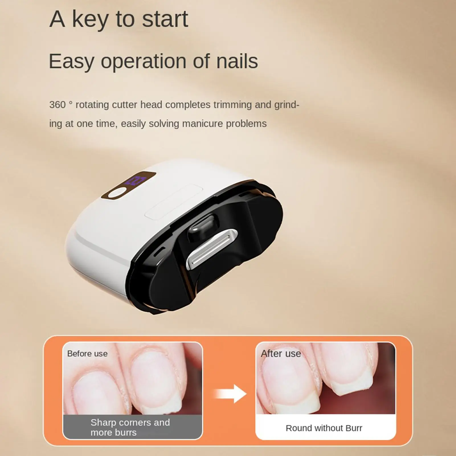 Automatischer Nagelknipser mit LED-Licht, elektrischer Polierer und Maniküre-Schleifer für Babys, Senioren, Finger- und Zehennägel, Maniküre – Detail 13