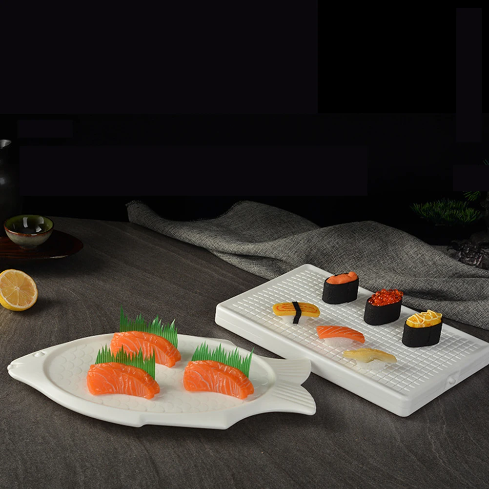 

Sushi Tray Seafood Dinner Breakfast Sashimi Plate Storage Bamboo Plastic Food Safe Easy Clean Kitchen Supply Decorative