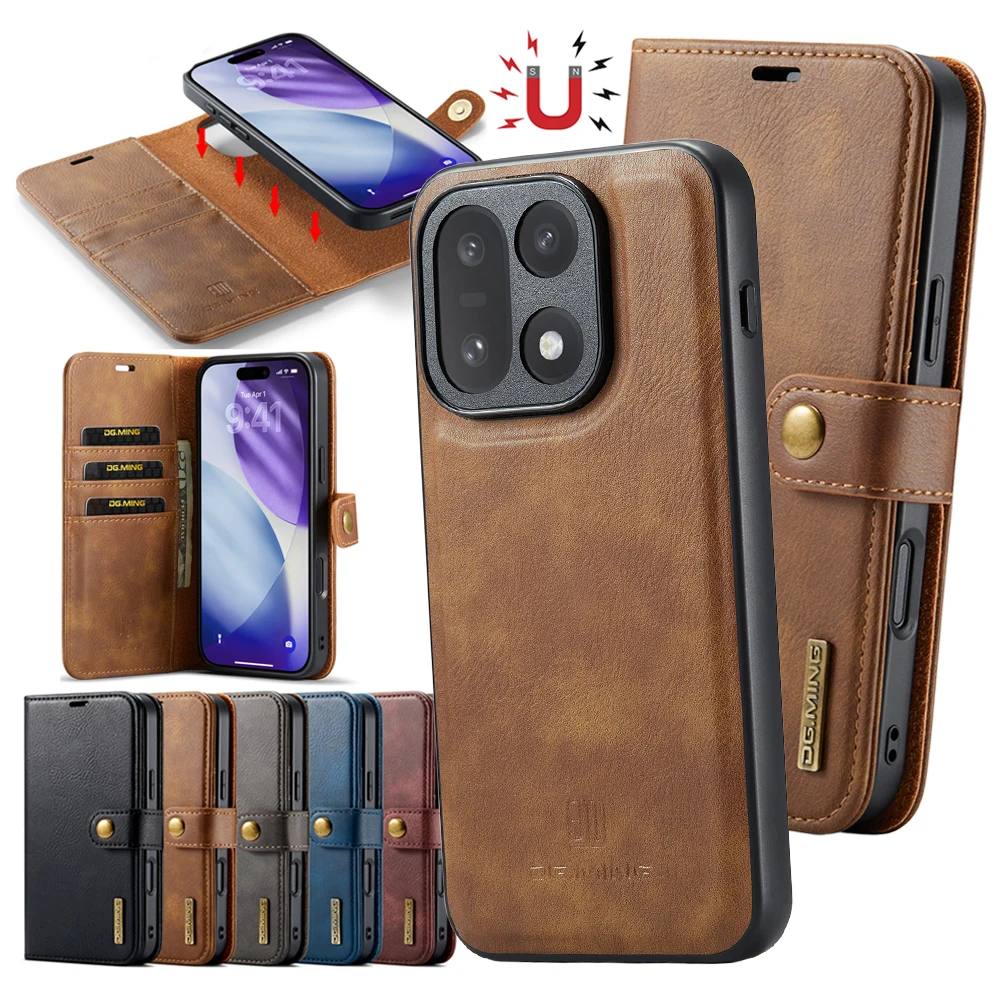 Étui en cuir magnétique 2 en 1 pour One Plus OnePlus 11 12 13 15 1+11 1+12 1+13 1+15, porte-cartes, porte-monnaie, coque de téléphone