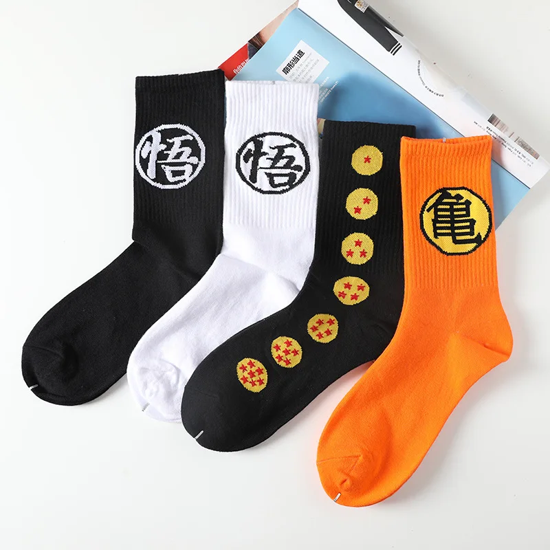 Japanese Anime Socks Kawaii Women Socks Harajuku Style Cartoon Goku Socks Mid Tube Cotton Skateboard Couple Sports Stockings