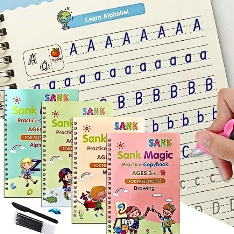 Kids Reusable Practice Copybook Handwiriting Workbook-Reusable Writing Practice Book Educational Toys for Boys Girls Gift