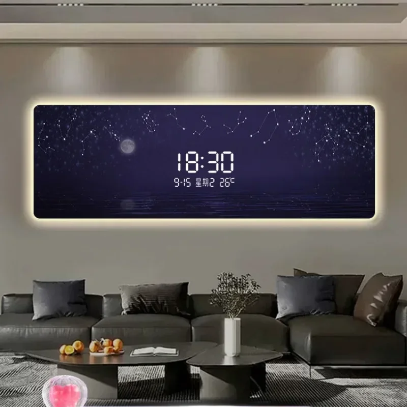 Led Wall Clock Digital Display Electronic Wall Clocks Nordic Living Room Starry Sky Modeling Creative Modern Home Decoration