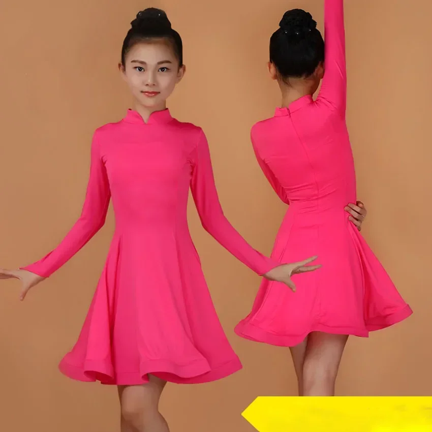 Vestido moderno de dança latina para menina, dança de salão Rumba Samba, traje de dança infantil, vestimenta de jazz carnaval, colar novo estilo