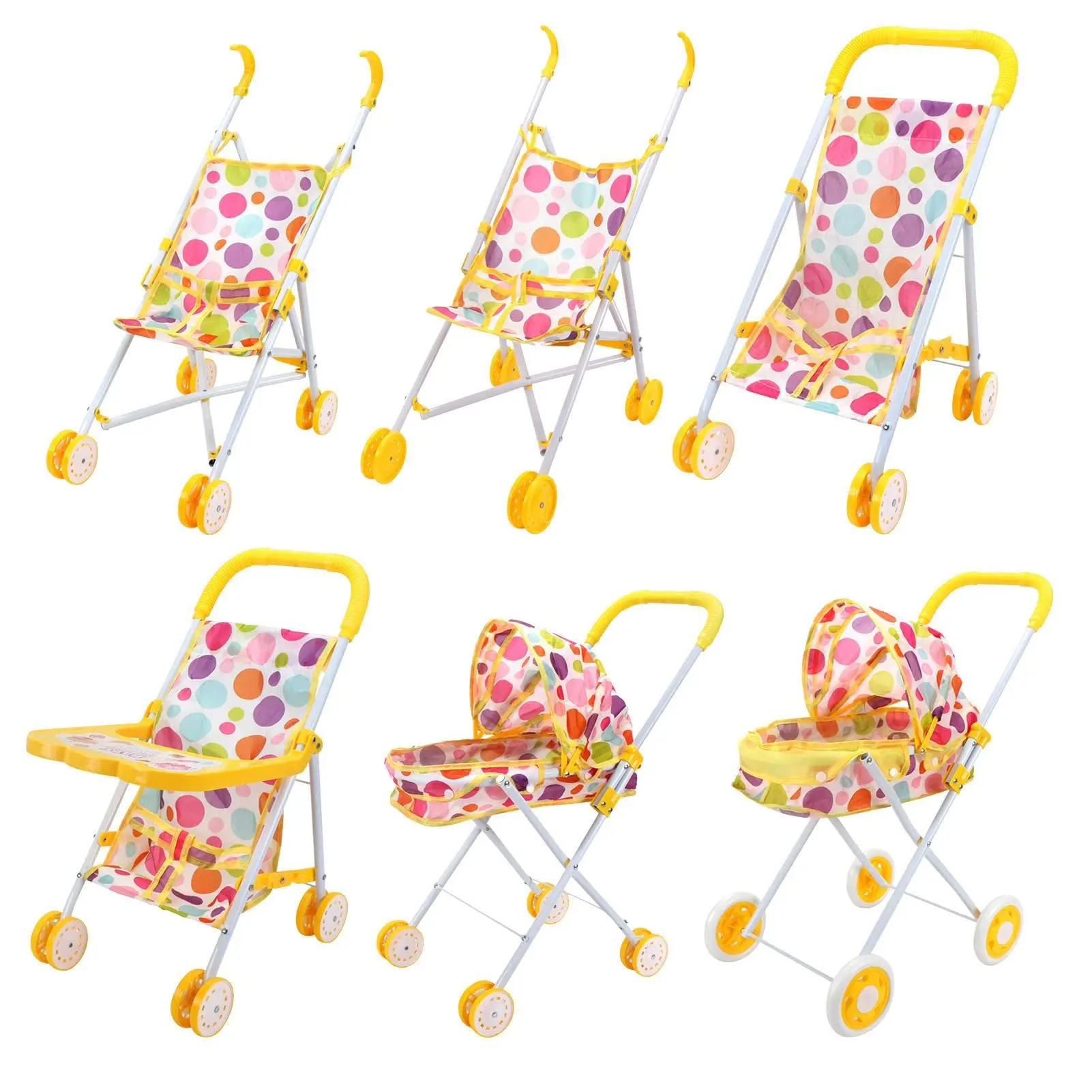 Baby Cart for Dolls Pretend Play Toys Stroller Doll Chair for Girls 4 Year Old Simulation Carriage Foldable Kids Birthday Gifts