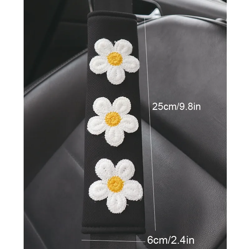 1pc Flower Shoulder Pad Car Seat Belt Small Interior Decoration Protection Cartoon Creative Insurance Cover Car Accessories