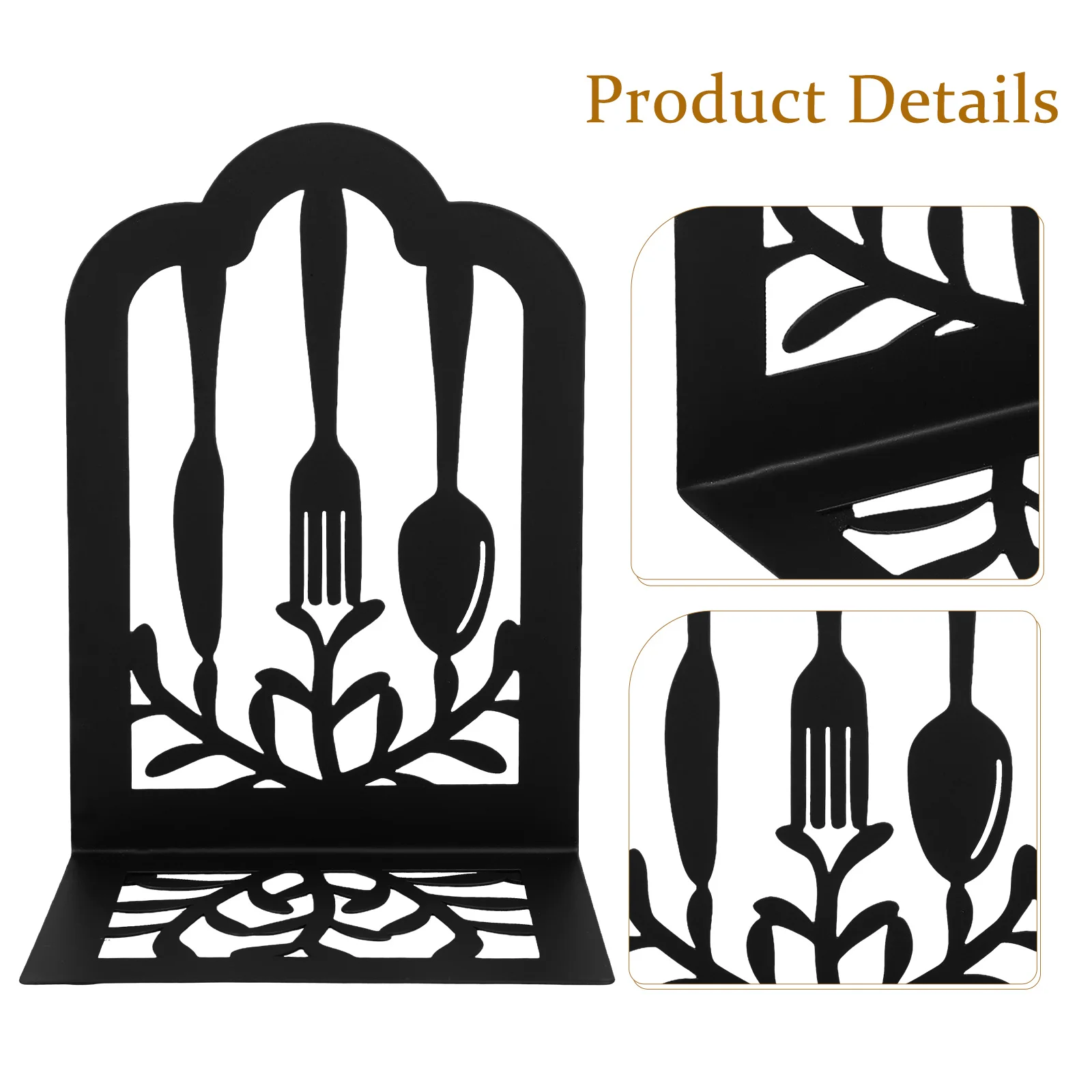 1 زوج الدفتين المعدنية للأرفف الثقيلة أدوات المائدة الحديد نمط الكتاب نهاية عدم الانزلاق دعم الدراسة الزخرفية التنظيمية