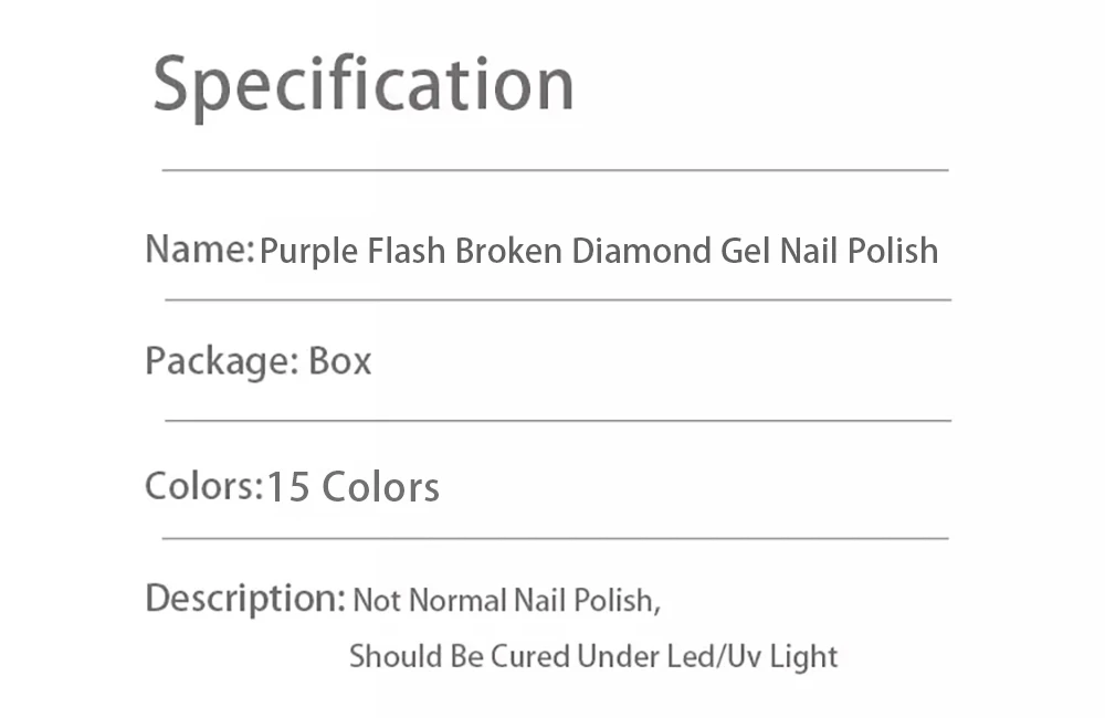 Vendeeni 15 Farben/Set Lila Glitzernder Diamant-Gel-Nagellack Reflektierender Glitzer UV LED Aushärtbarer Gel-Lack mit Display – Detail 9