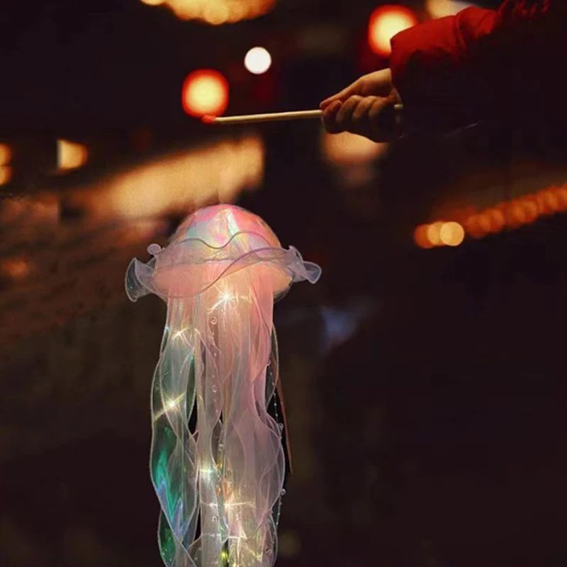 

C5 DIY Jellyfish Lamp Color Lantern Mermaid Jellyfish Light Lantern Girls Happy Under The Sea Theme Birthday Party Decor Gifts