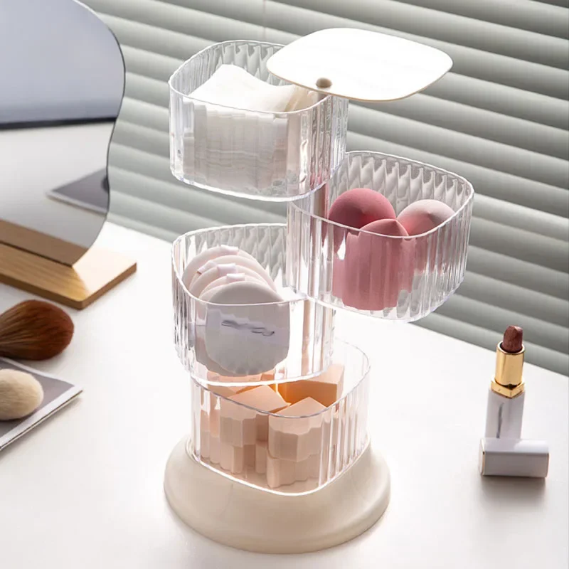 Makeup Brush Storage Box, Transparent Acrylic Multi-layer Storage Box, Suitable for Dressing Table Rotatable Desktop Storage Box