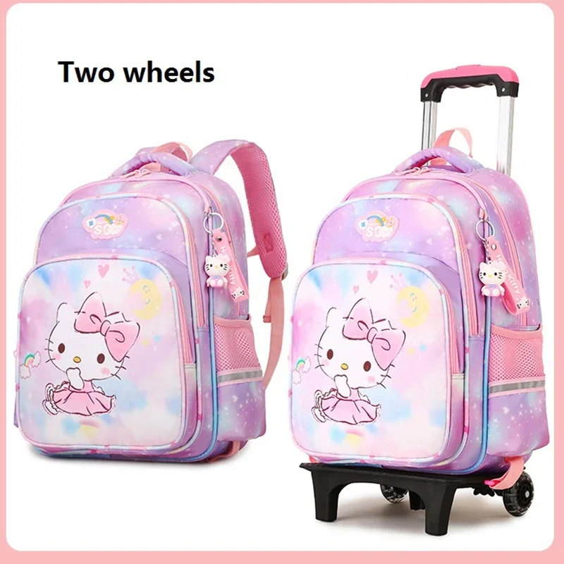 Trolley School Bags for Girls Rolling Backpack Cat Print Mochilas Escolares Travel Wheeled Carry-on Kids\' Luggage Plecak Szkolny