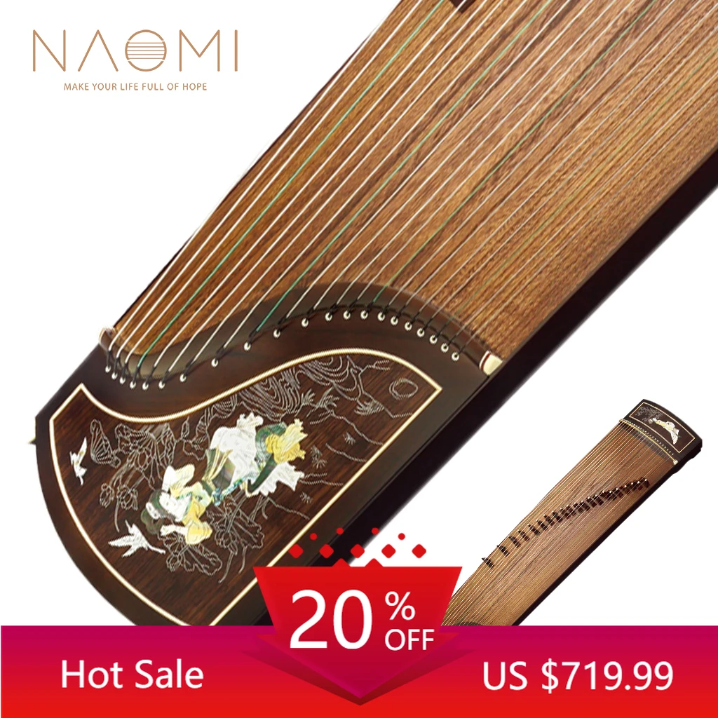 

NAOMI 21 Strings Guzheng Black Sandalwood 163cm Paulownia Wood Soundboard Handcraft Smooth Touch Feeling With Full Accessories