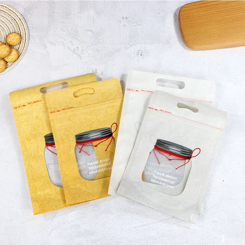 TETP 50Pcs Kraft Bottle Tote Food Packaging Bags Home Party Handmade Cookies Candy Nougat Decoration Favors For Small Business