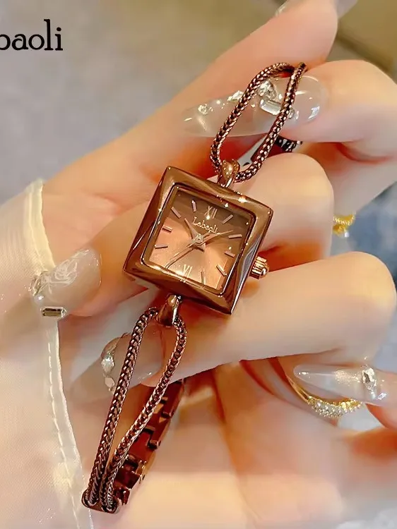 StylishOpenwork Bracelet Watch A Versatile Square Quartz Watch For Women A Perfect Gift For Ladies And A High-End Select Watch