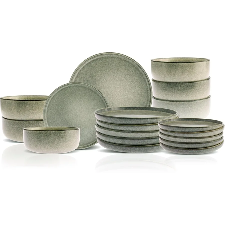 

New Skal 18Piece Dinnerware Sets for 6 People Modern Design Stoneware Dinner Set Kitchen Plates Bowls Reactive Glaze Dishwasher