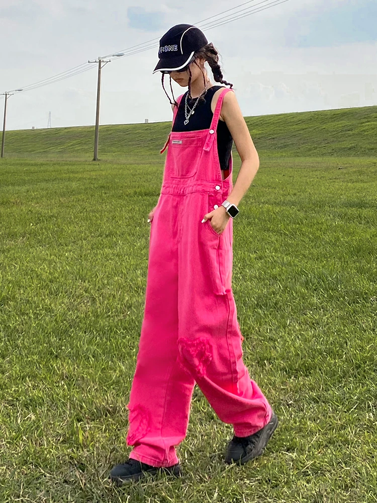 Autumn Fashion Denim Jumpsuits Women Streetwear Solid Loose Wide Leg Trousers 2022 Korean Leisure Jean Overalls