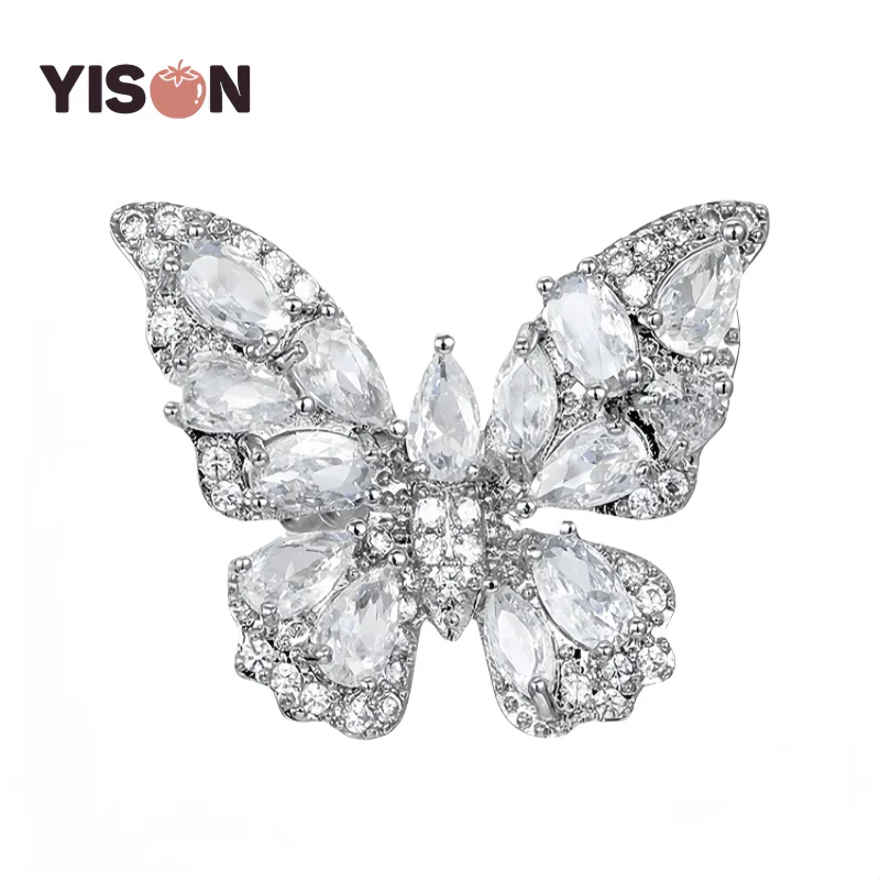 

Korean Style Exquisite Shining Trendy Butterfly Zircon Adjustable Rings For Women Beautiful Fashion Party Wedding Gift Jewelry