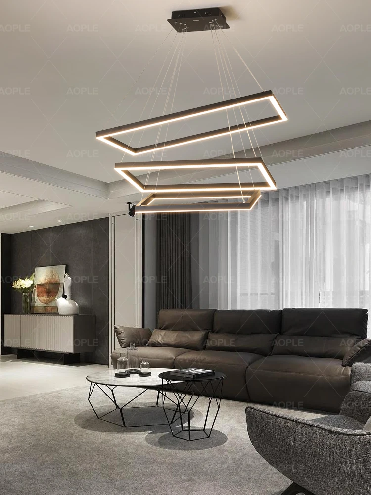 The villa duplex building hollow duplex large chandelier is empty, modern and simple chandelier