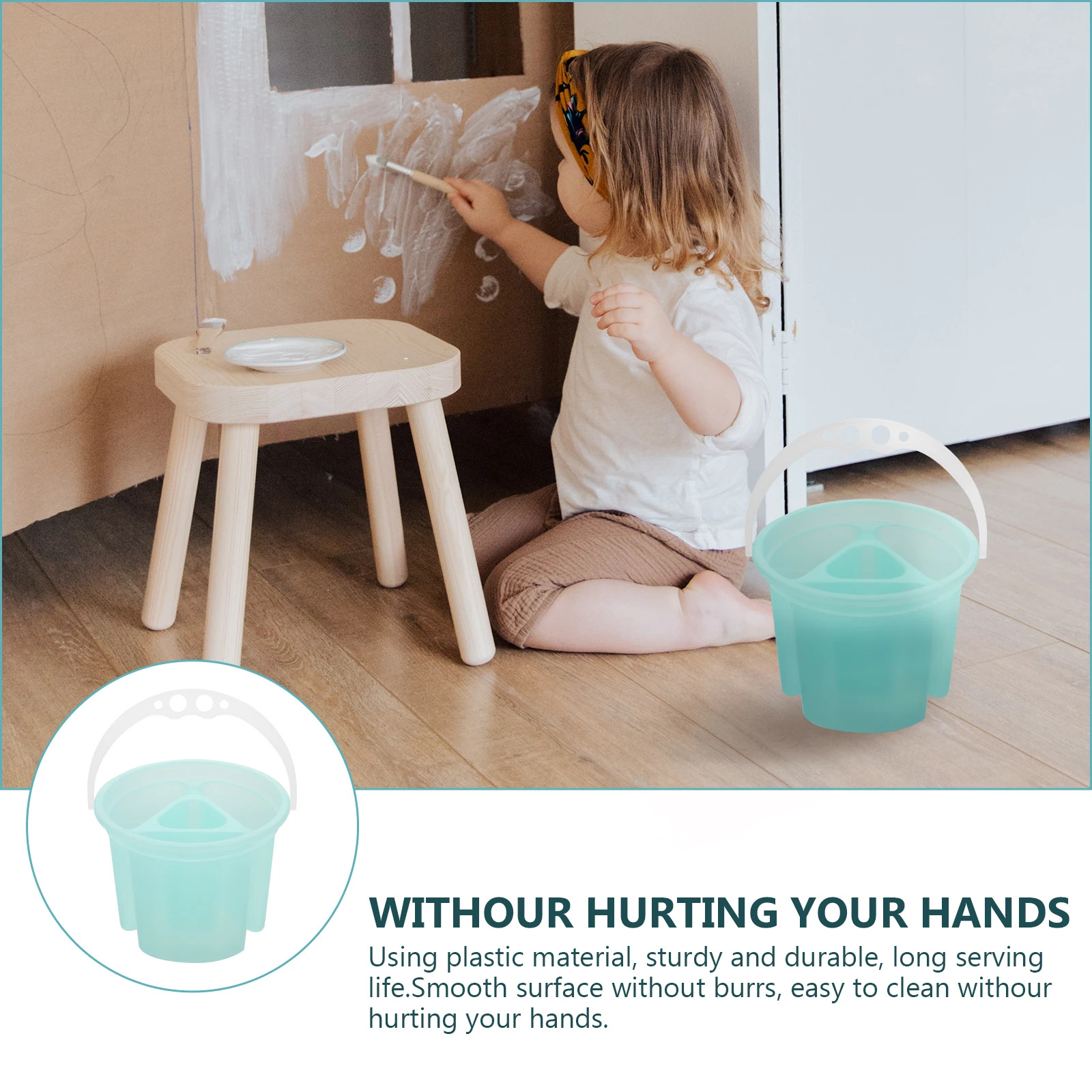 

2pcs Brush Washing Buckets Plastic Painting Tubs With Handle For Artists Painters Kids Art Supplies Stationery Tool Painting