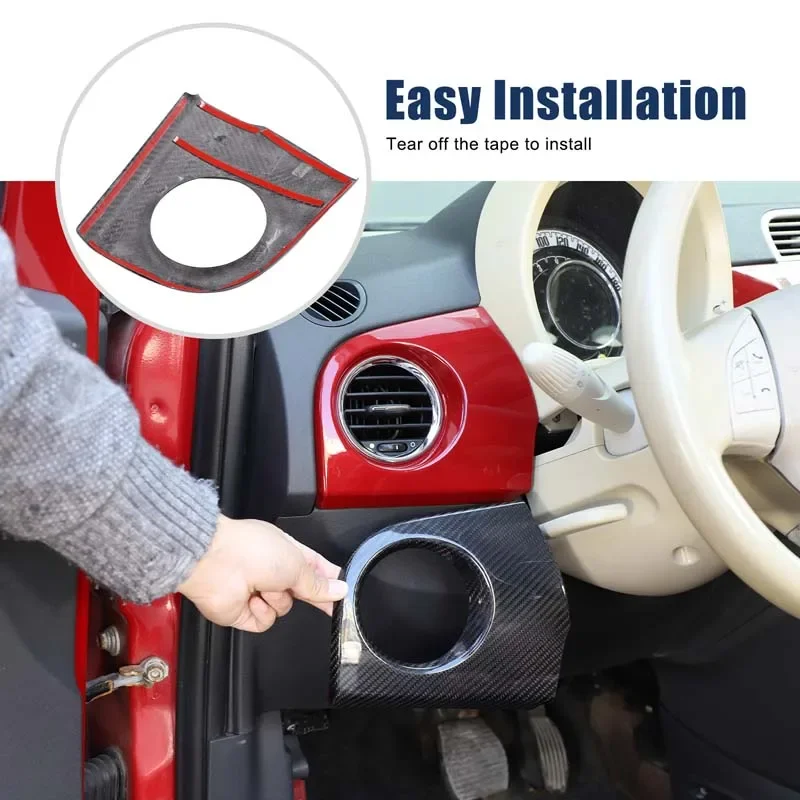 

1Pcs Real carbon fiber For Fiat 500 2007-2015 car dashboard panel frame decorative sticker car interior protection accessories