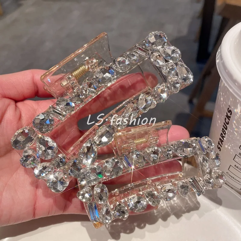 Glitter Crystal Shark Clip Premium Sense Grab Clip Back Head Disc Hair Grab Hairpin Headwear Girls Women Hair Accessories