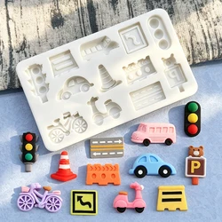 Traffic Light Lane Car Silicone Sugarcraft Mold Resin Tools Cupcake Baking Mould Fondant Cake Decorating Tools
