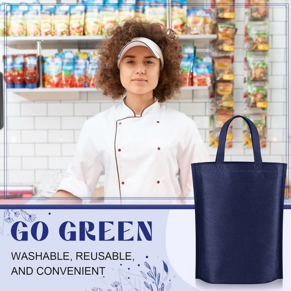 Tas Belanja Lipat Besar dari Bahan Non-Woven dengan Pegangan, Tas Jinjing Portabel untuk Belanja Massal, 11.8x6x13.8 Inci, Dapat Digunakan Kembali