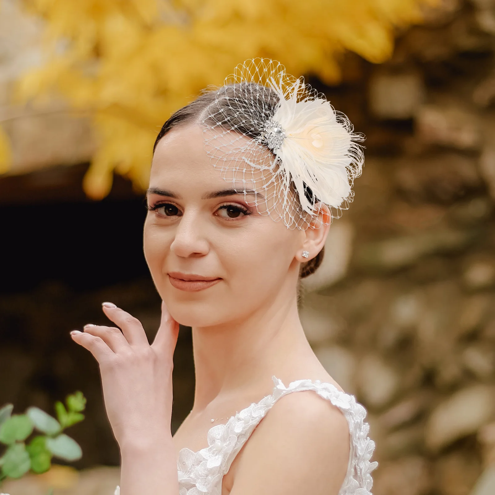 

Hair Clip Mesh Fascinator Headpiece for Wedding Banquet Party Bridal Tea Bride White Lightweight Accessories