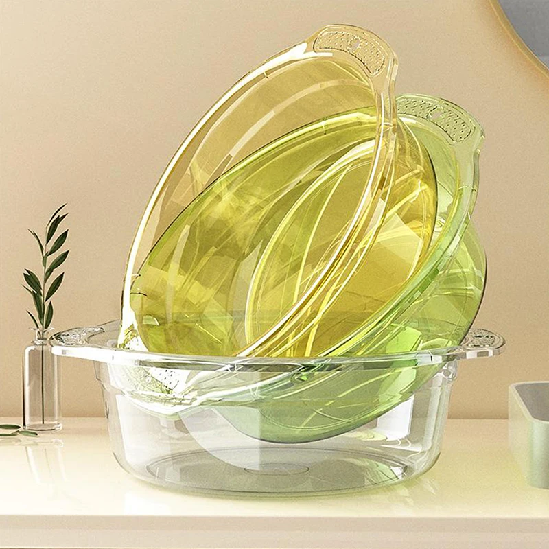 1piece Transparent Washbasin Dormitory Student Washbasin Portable Travel Plastic Basin Household Durable Water Basin