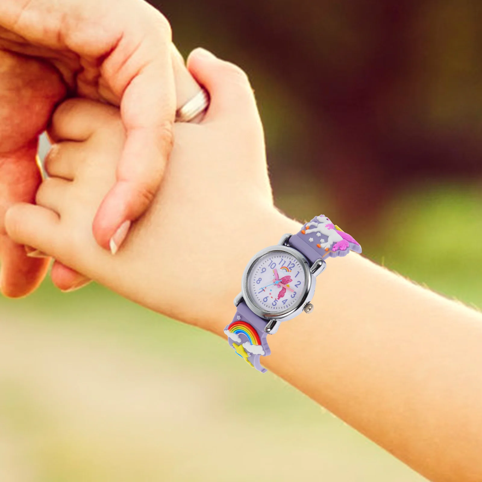 ساعة بتصميم يونيكورن ثلاثية الأبعاد بنمط كرتوني، سوار من السيليكون الناعم، حزام قابل للتعديل، خفيف الوزن وجيد التهوية للعصرية