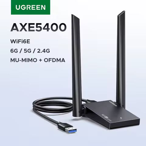 UGREEN WiFi Adapter AXE5400 WiFi6E Ethernet Adapter 6G 5G 2.4G Tri-band WPA3 Receive &amp; Launch WiFi Dongle for Windows 11/10 PC