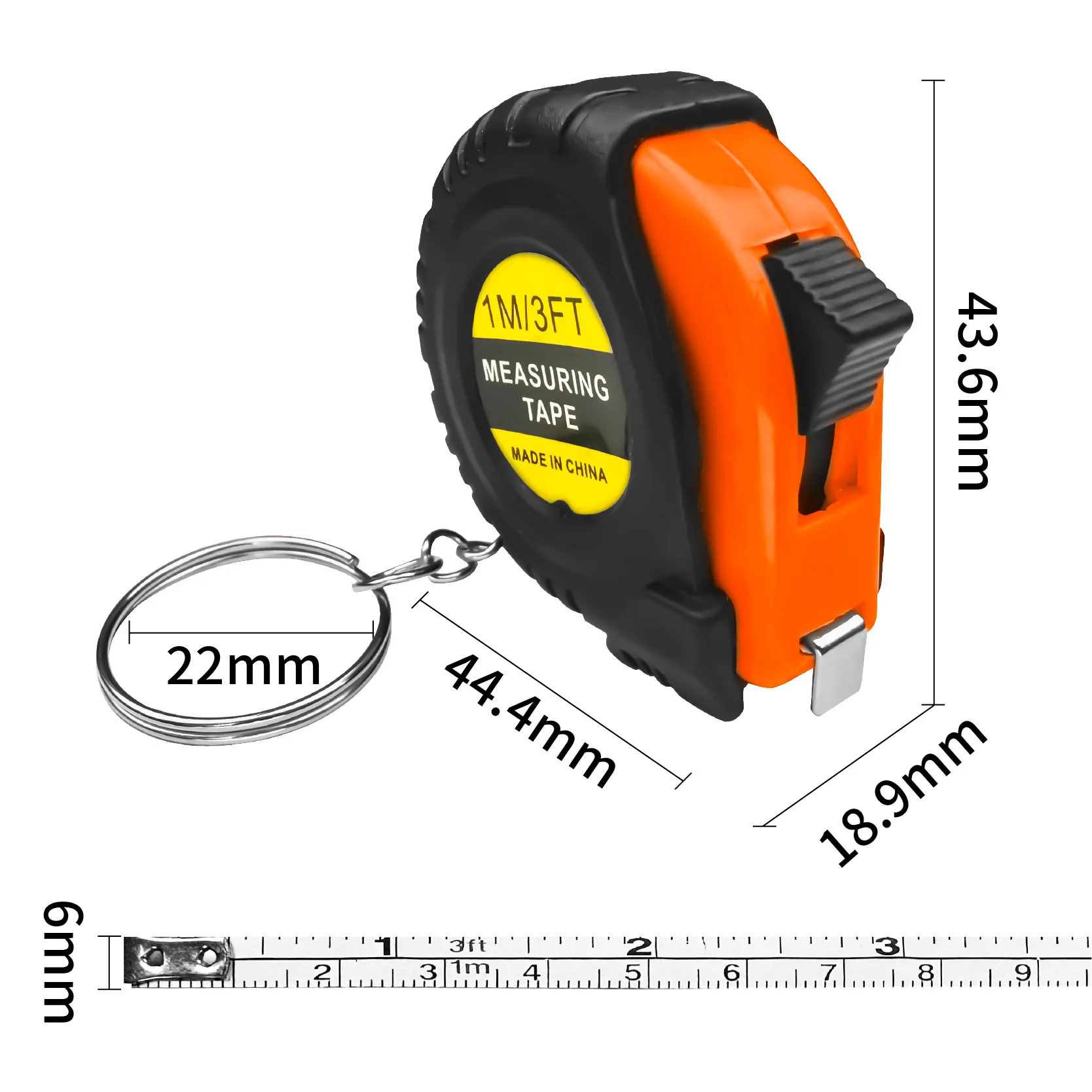1PC Mini-Retractable Tape Measure 1M 3FT Pocket Size Keychain Measuring Tool Woodworking Wear-resistant Tool Tape Ruler