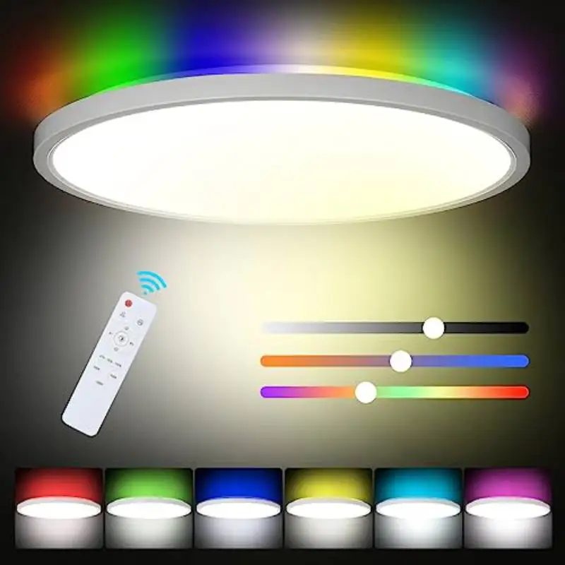 

Modern remote control LED embedded ceiling lamp living room bedroom bathroom BGR three-color light dimming entrance lighting