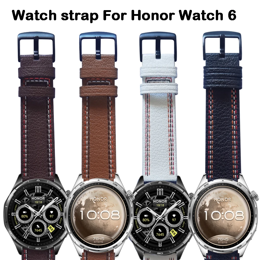 22mm Leather Straps Watchband For Honor Watch 6 / For Honor 5 Ultra Magic Watch 2 For HONOR Watch GS 3/GS Pro Wristband Bracelet