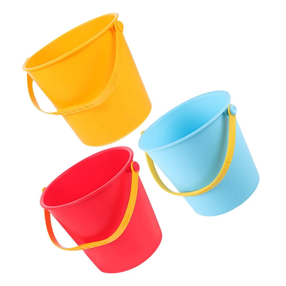 

3 Pcs Children's Toy Snow Bucket Portable Beach Buckets Toys Sand Playing Digging Pp Small Seaside