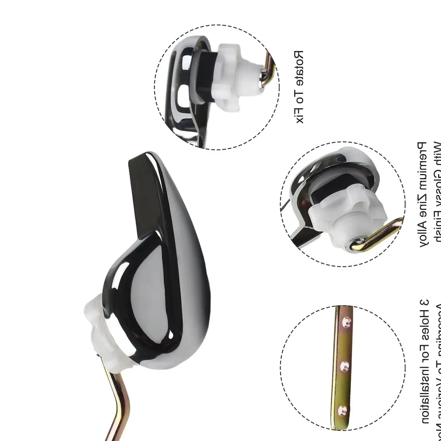 

New Practical Toilet Lever Handle Toilet Handle Carbon Steel Decorate Your Bathroom Featured Side Mount Design