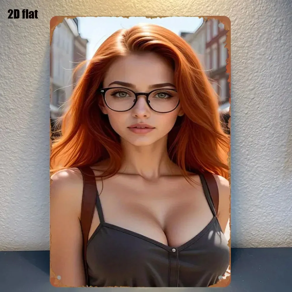 

Vintage Anime Girl Wall Decor Red Hair Tin Sign 8x12 Inch Gaming Room Art Plaque