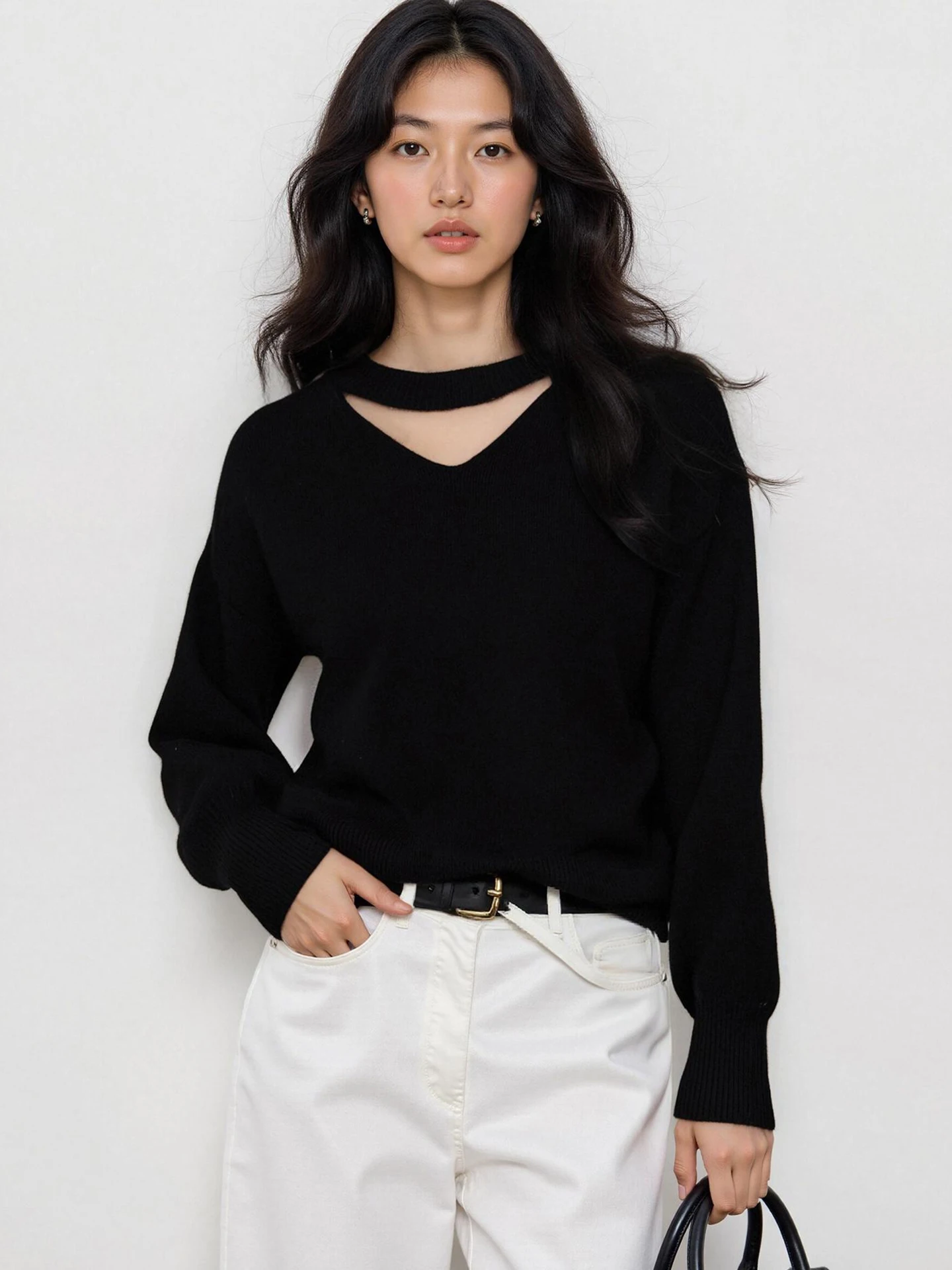 

Мягкий корейский женский вязаный свитер Long Sve Ne Hanging Pure Color, универсальный топ Camere для зимних поездок на работу