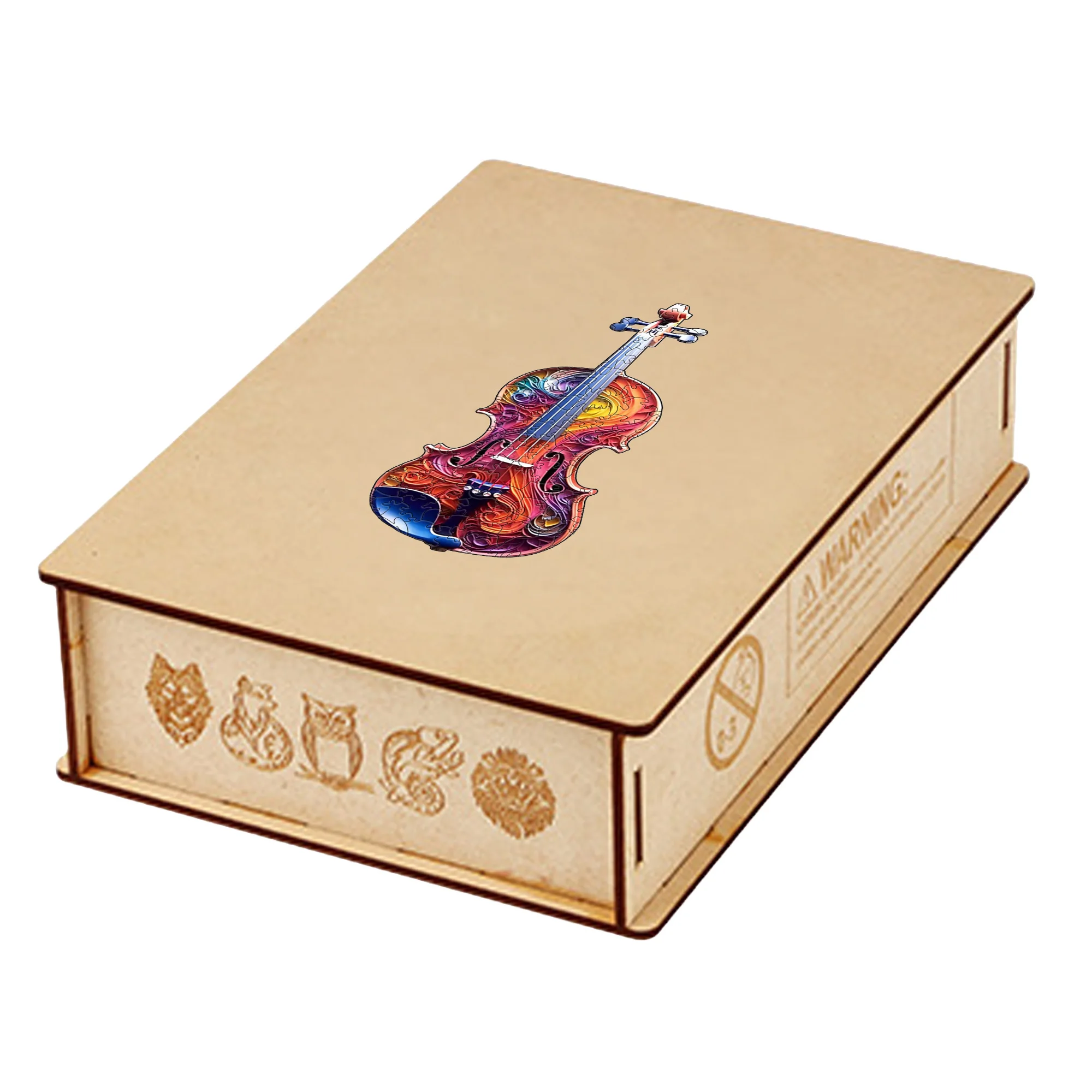 

irregular wooden jigsaw puzzle colorful violin shape premium 3 5mm plywood brain teaser gift for adults home decor art