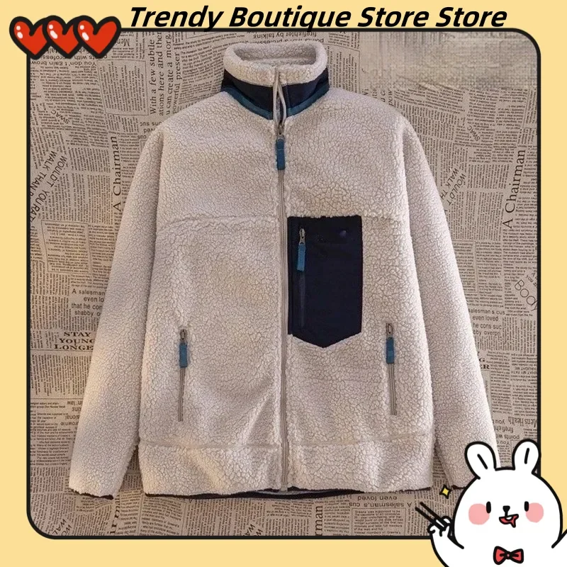 دراجة نارية في الهواء الطلق جاكيت من الصوف مزدوج الوجهين سميكة أفخم يندبروف رايدر بدلة ركوب الدراجات للرجال/النساء سترة صوف الضأن