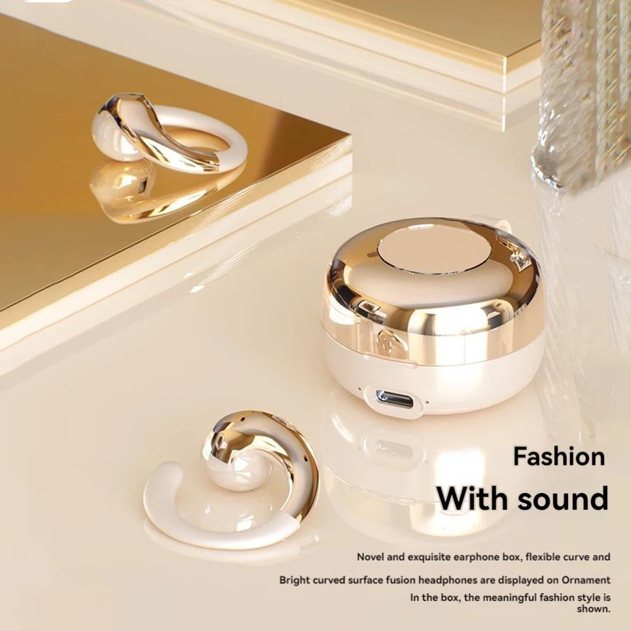 YX38 أقراط بلوتوث مفتوحة الأذن - سماعات أذن بخطاف للأذن للنساء مع صوت هاي فاي، ANC وكمون منخفض للغاية